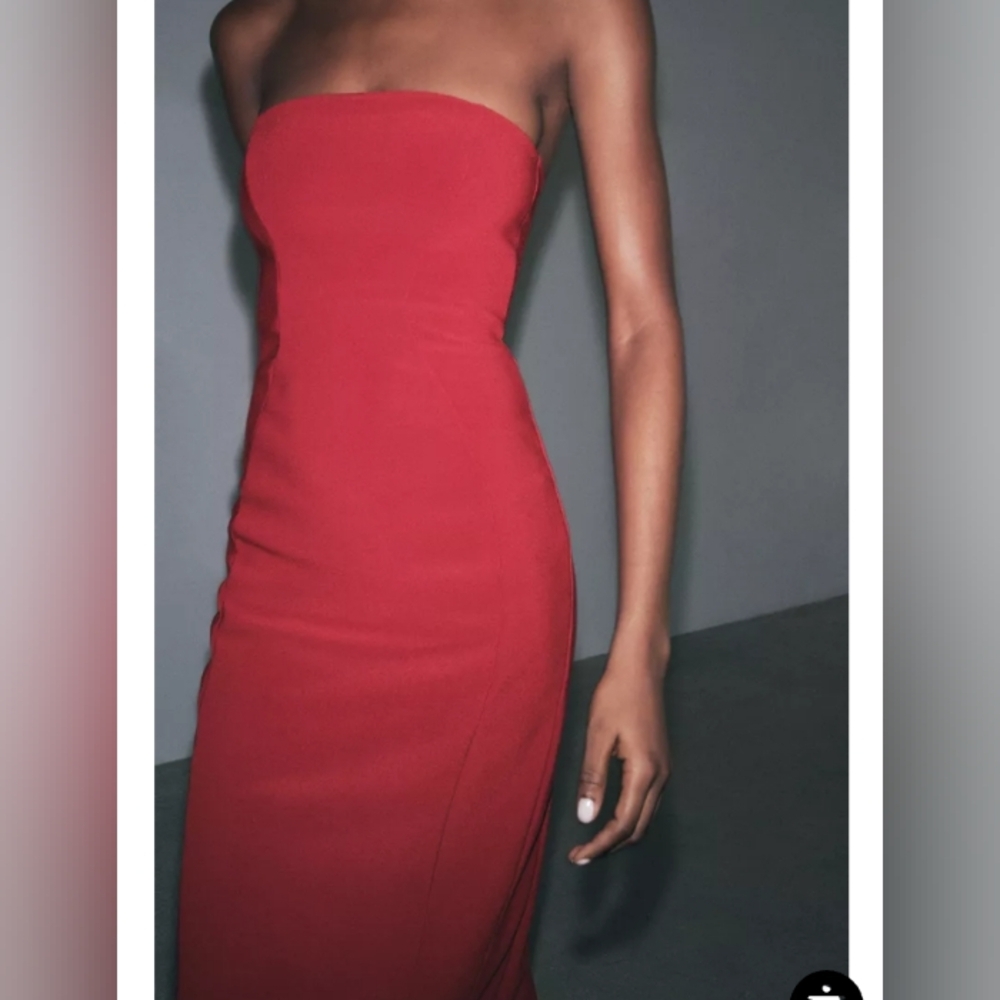 Zara Strapless Crepe Dress - Picture 4 of 7